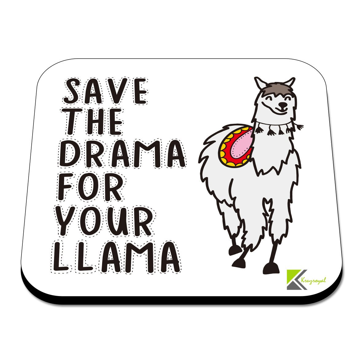 CS507 Save The Drama for Your Llama Novelty Funny Coffee Tea Drink Gift Glossy MDF Wooden Coaster