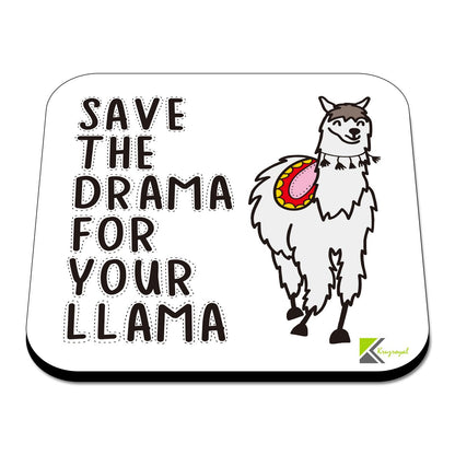 CS507 Save The Drama for Your Llama Novelty Funny Coffee Tea Drink Gift Glossy MDF Wooden Coaster