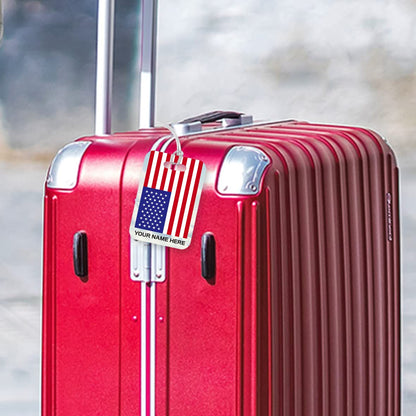 PLT263 Personalised Name with USA Flag Novelty Funny Unique Designer Gift Glossy Plastic Suitcase Luggage Tag