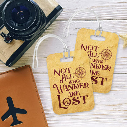 LT067 Not All Who Wander are Lost Novelty Funny Unique Designer Gift Glossy Plastic Suitcase Luggage Tag