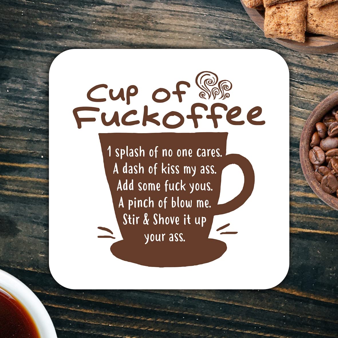 CS713 Cup of fu*koffee/Adult Novelty Funny Coffee Tea Drink Gift Glossy MDF Wooden Coaster