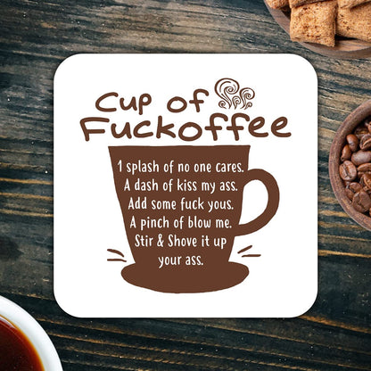 CS713 Cup of fu*koffee/Adult Novelty Funny Coffee Tea Drink Gift Glossy MDF Wooden Coaster
