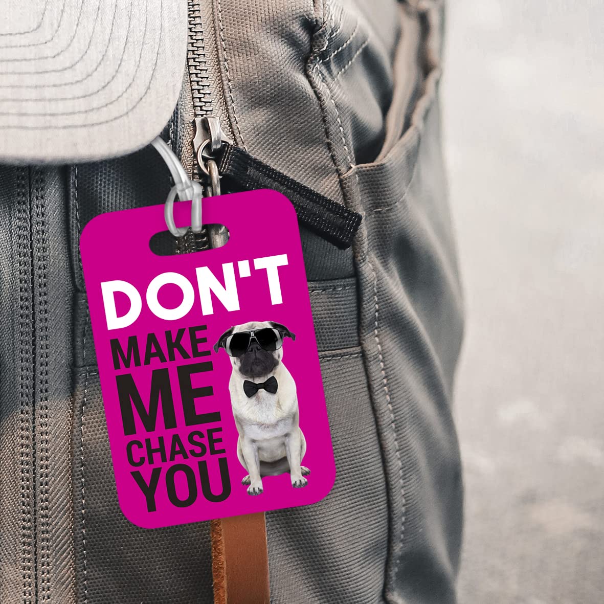 LT042 Don't Make Me Chase You Novelty Funny Unique Designer Gift Glossy Plastic Suitcase Luggage Tag