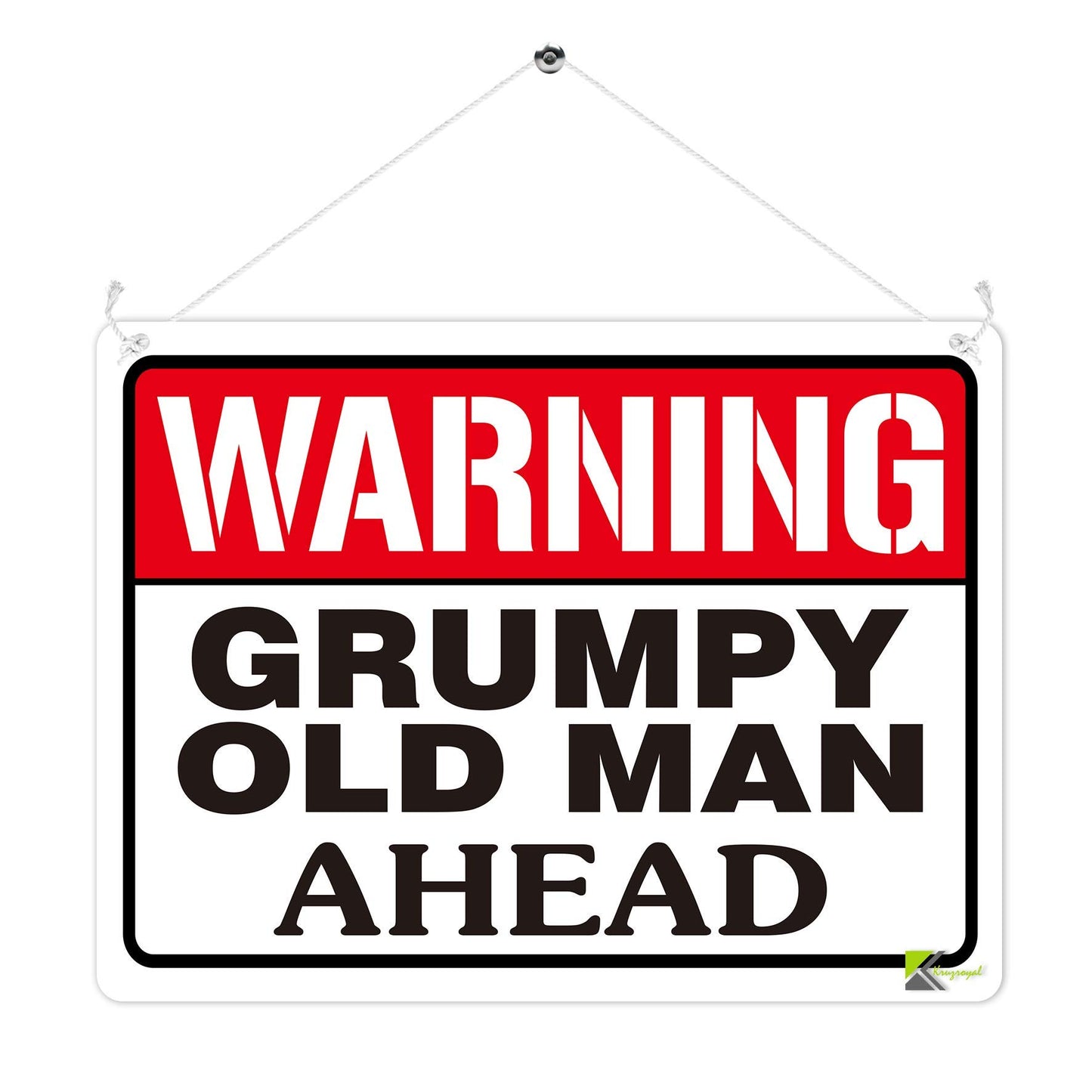 Kruzroyal MP397 Warning Grumpy Old Man Ahead. Funny Novelty Retro Vintage Metal Wall Sign Plaque 20cm x 15cm