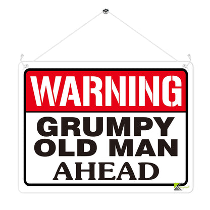 Kruzroyal MP397 Warning Grumpy Old Man Ahead. Funny Novelty Retro Vintage Metal Wall Sign Plaque 20cm x 15cm