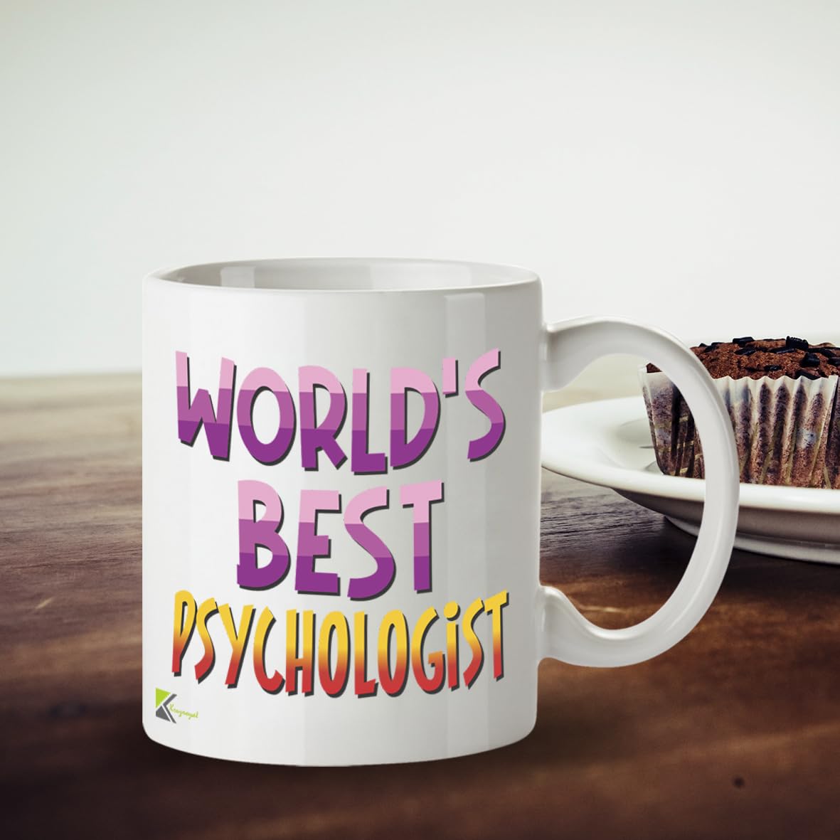 Kruzroyal DZ862 World's Best Psychologist Mug 11oz - White Ceramic Cup for Therapist, Counsellor - Ideal Birthday, Graduation, Thank You Present