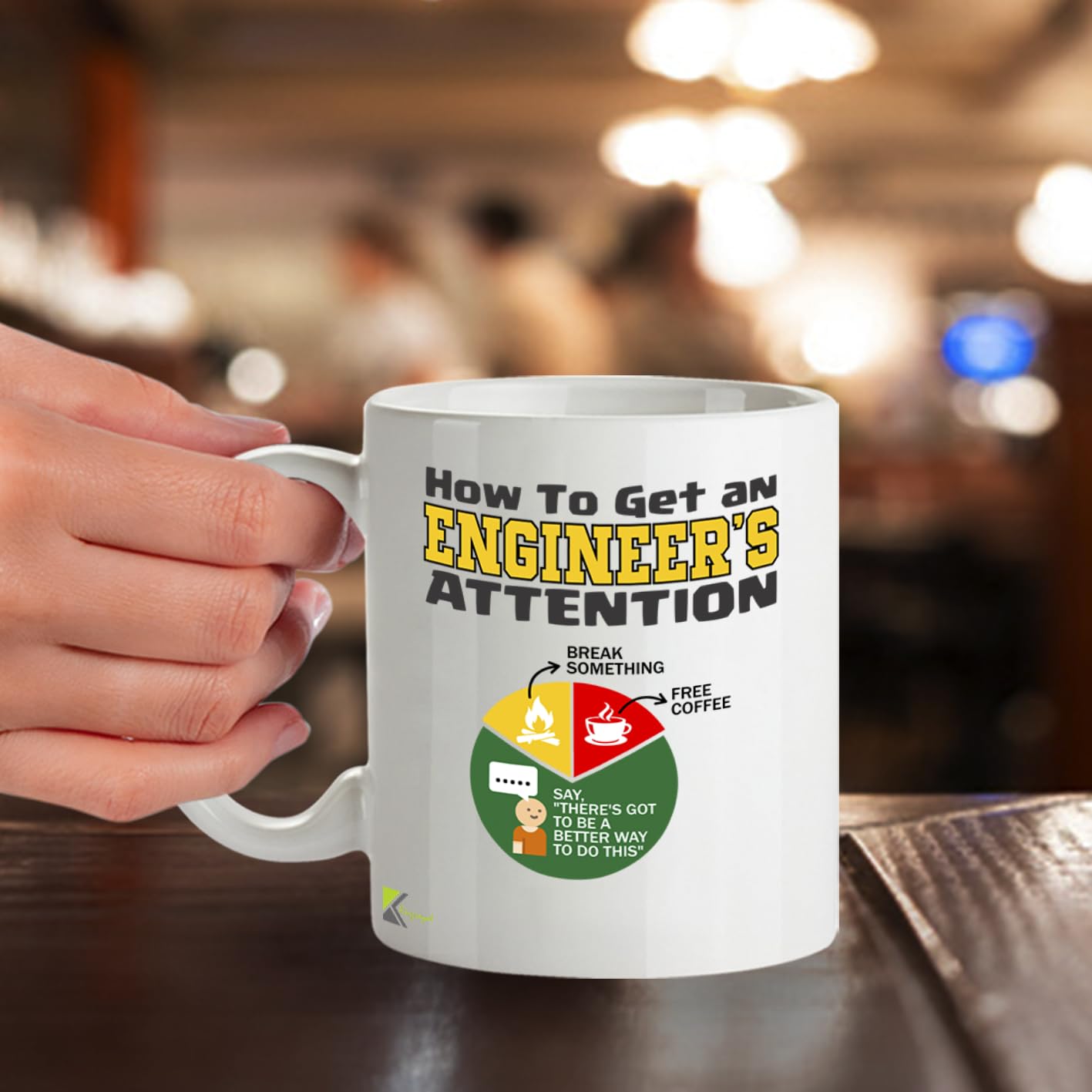 DZ955 Funny Engineer Mug - How to Get Engineer's Attention - Perfect STEM, Tech, IT Gift for Grads & Coworkers - 11oz White Ceramic Coffee Cup