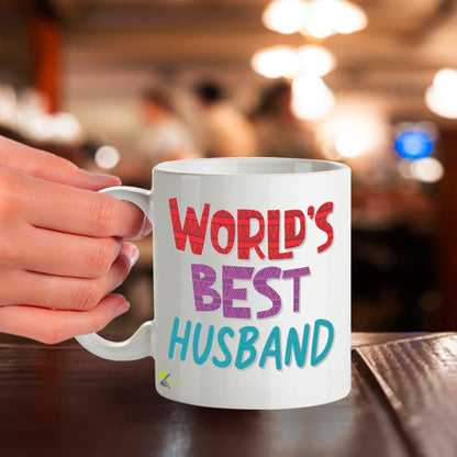 Kruzroyal DZ845 World's Best Husband Mug 11oz - White Ceramic Coffee & Tea Cup - Ideal Birthday, Anniversary, Father's Day Present for Him