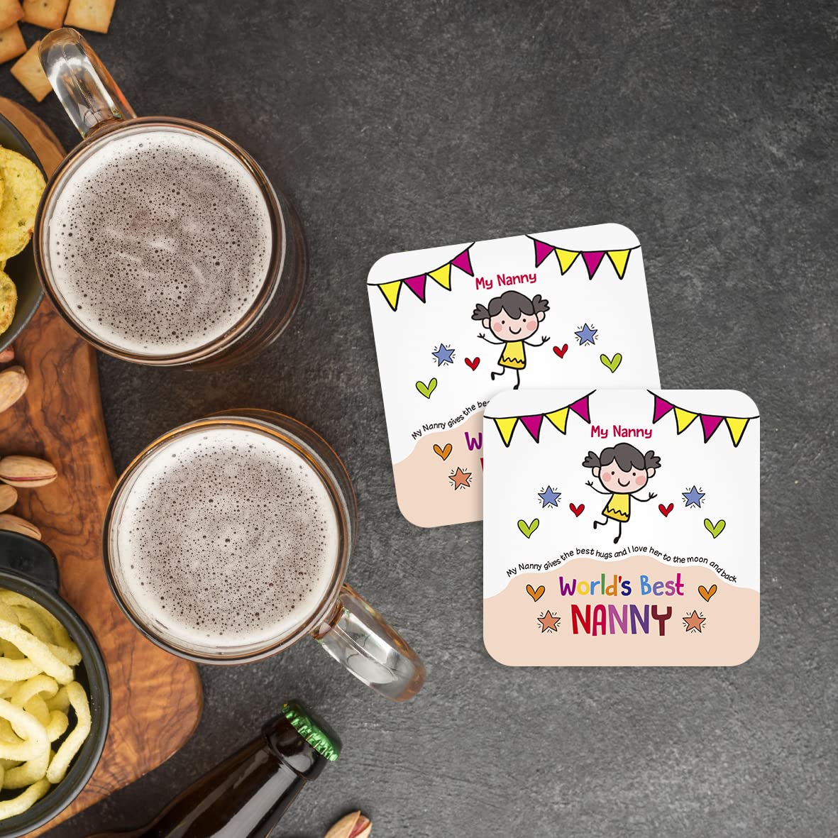 CS688 World's Best Nanny Novelty Funny Coffee Tea Drink Gift Glossy MDF Wooden Coaster