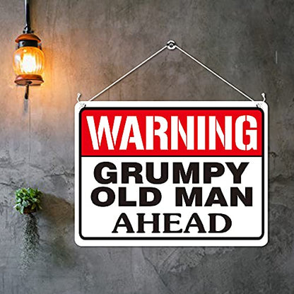 Kruzroyal MP397 Warning Grumpy Old Man Ahead. Funny Novelty Retro Vintage Metal Wall Sign Plaque 20cm x 15cm