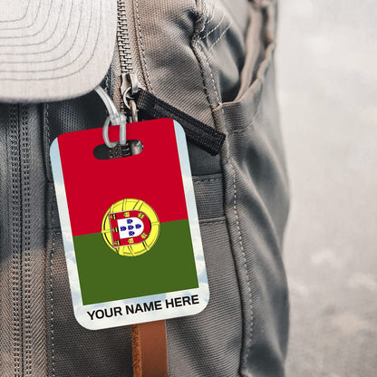 PLT278 Personalised Name with Portugal Flag Novelty Funny Unique Designer Gift Glossy Plastic Suitcase Luggage Tag