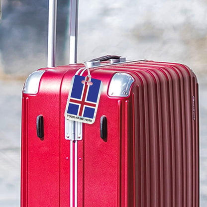PLT270 Personalised Name with Iceland Flag Novelty Funny Unique Designer Gift Glossy Plastic Suitcase Luggage Tag