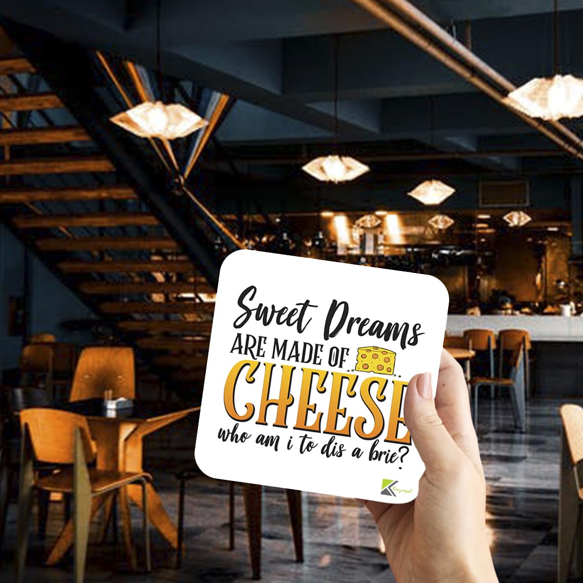 CS390 Sweet Dreams are made of cheese who am i to dis a brie? Novelty Funny Coffee Tea Drink Gift Glossy MDF Wooden Coaster | Gifts for Foodie Men Women Friend | Drink Mat