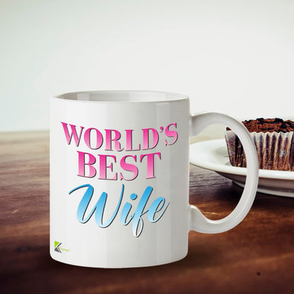 Kruzroyal DZ846 World's Best Wife Mug 11oz - White Ceramic Coffee & Tea Cup - Ideal Birthday, Anniversary, Mother's Day Present for Her