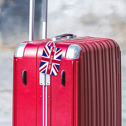PLT222 Personalised Name UK Flag Union Jack Novelty Funny Unique Designer Gift Glossy Plastic Suitcase Luggage Tag