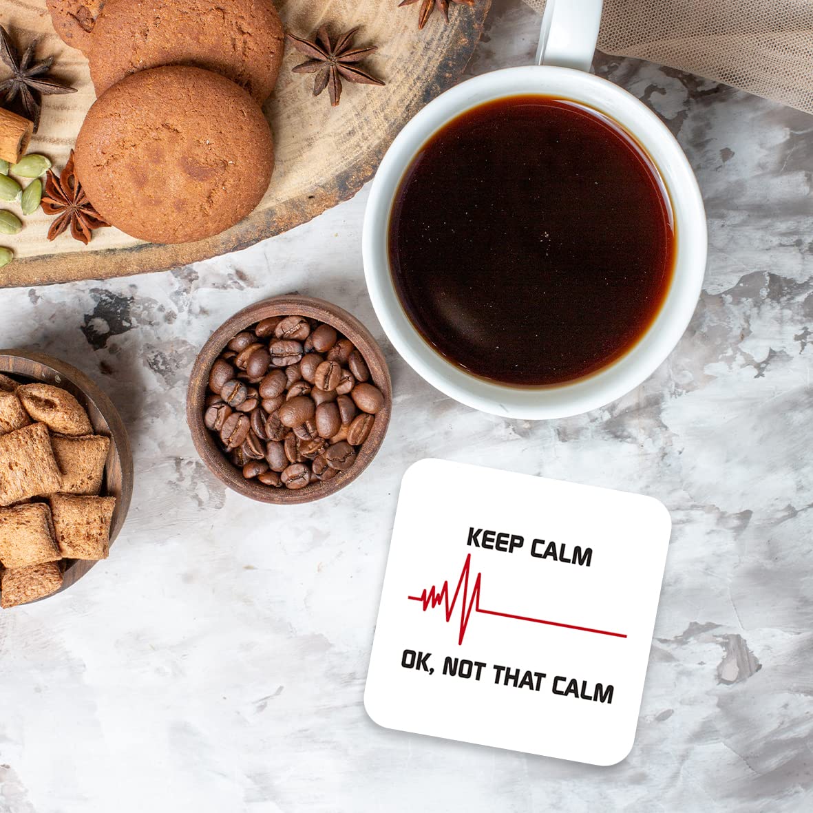 CS616 Keep Calm ok, not That Calm Novelty Funny Coffee Tea Drink Gift Glossy MDF Wooden Coaster