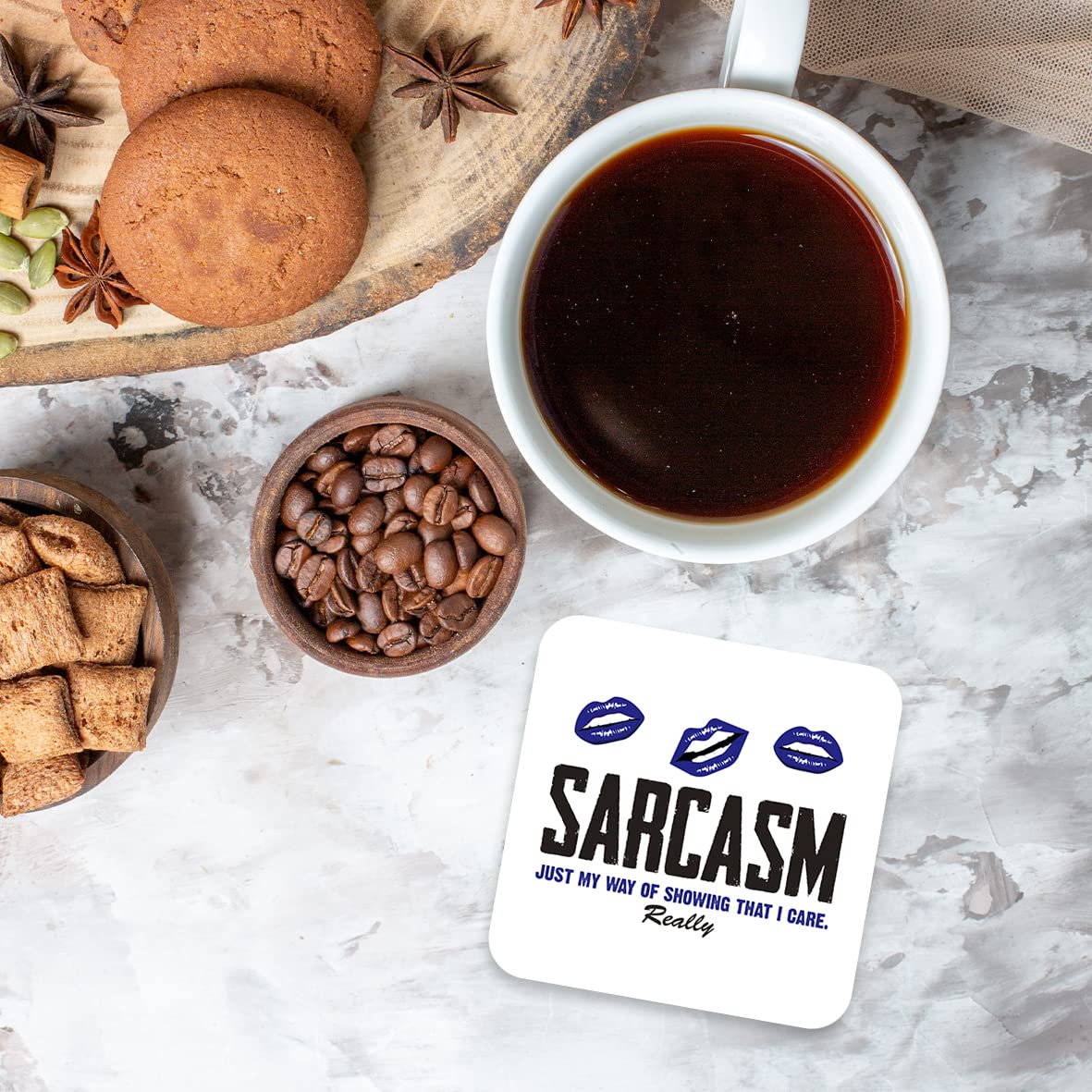 CS515 Sarcasm : just My Way of Showing That i Care. Really Novelty Funny Coffee Tea Drink Gift Glossy MDF Wooden Coaster