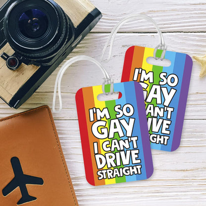 LT141 I'm So Gay I Can't Drive Straight Novelty Funny Unique Designer Gift Glossy Plastic Suitcase Luggage Tag