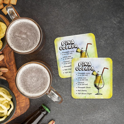 CS693 Drink Recipe Pina Colada Novelty Funny Coffee Tea Drink Gift Glossy MDF Wooden Coaster