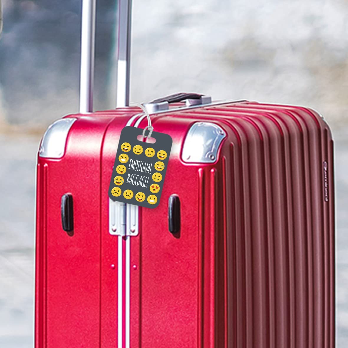 LT137 All Smiley's Emotional Baggage! Novelty Funny Unique Designer Gift Glossy Plastic Suitcase Luggage Tag