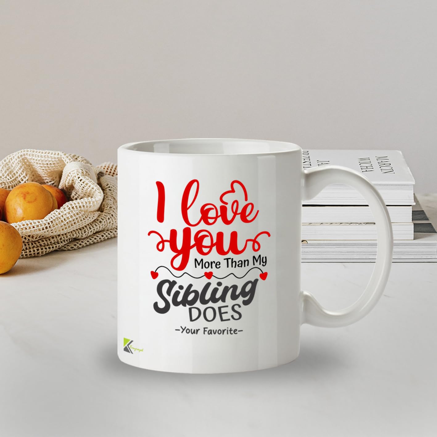 Kruzroyal DZ970 Funny Sibling Mug - I Love You More Than My Sibling Does - Your Favorite Sarcastic Brother Sister Gift - Witty Sibling Rivalry Coffee Cup - 11oz White Ceramic