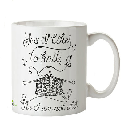 Kruzroyal DZ256 Yes i Like to Knit, no i am not Old Funny Novelty Great Gift Idea Coffee Tea Mug