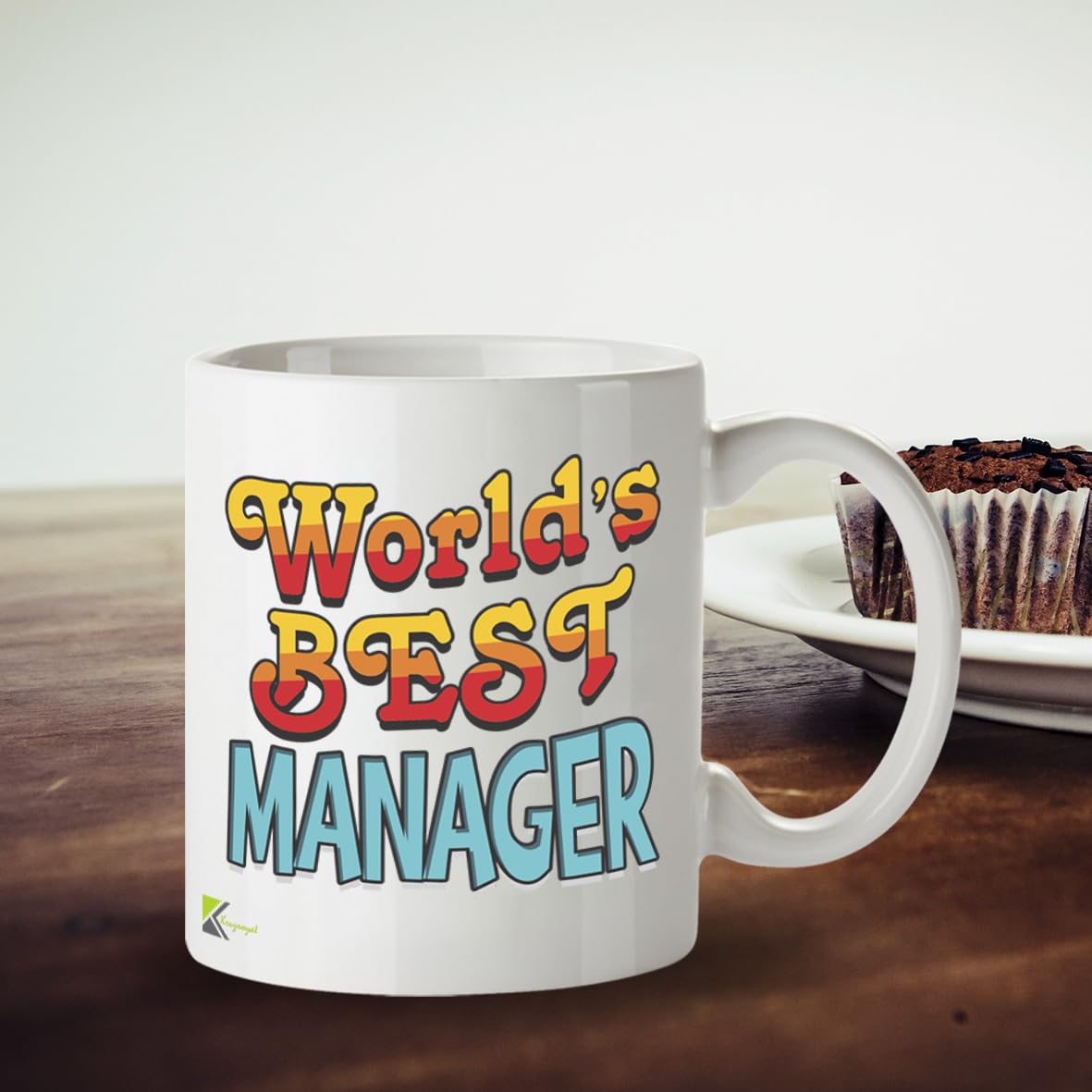 Kruzroyal DZ838 World's Best Manager Mug 11oz - White Ceramic Coffee & Tea Cup for Boss, Leader, Mentor - Ideal Birthday, Leaving or Thank You Present