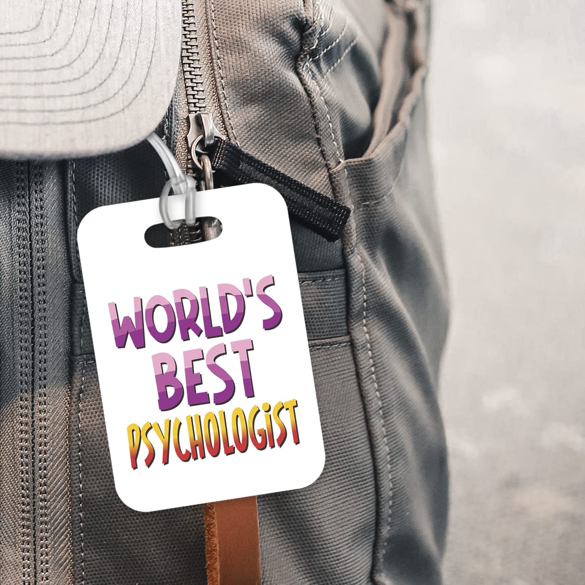 LT462 World's Best Psychologist Novelty Funny Unique Designer Gift, Suitcase, Glossy Plastic Luggage Tag for Psychologist