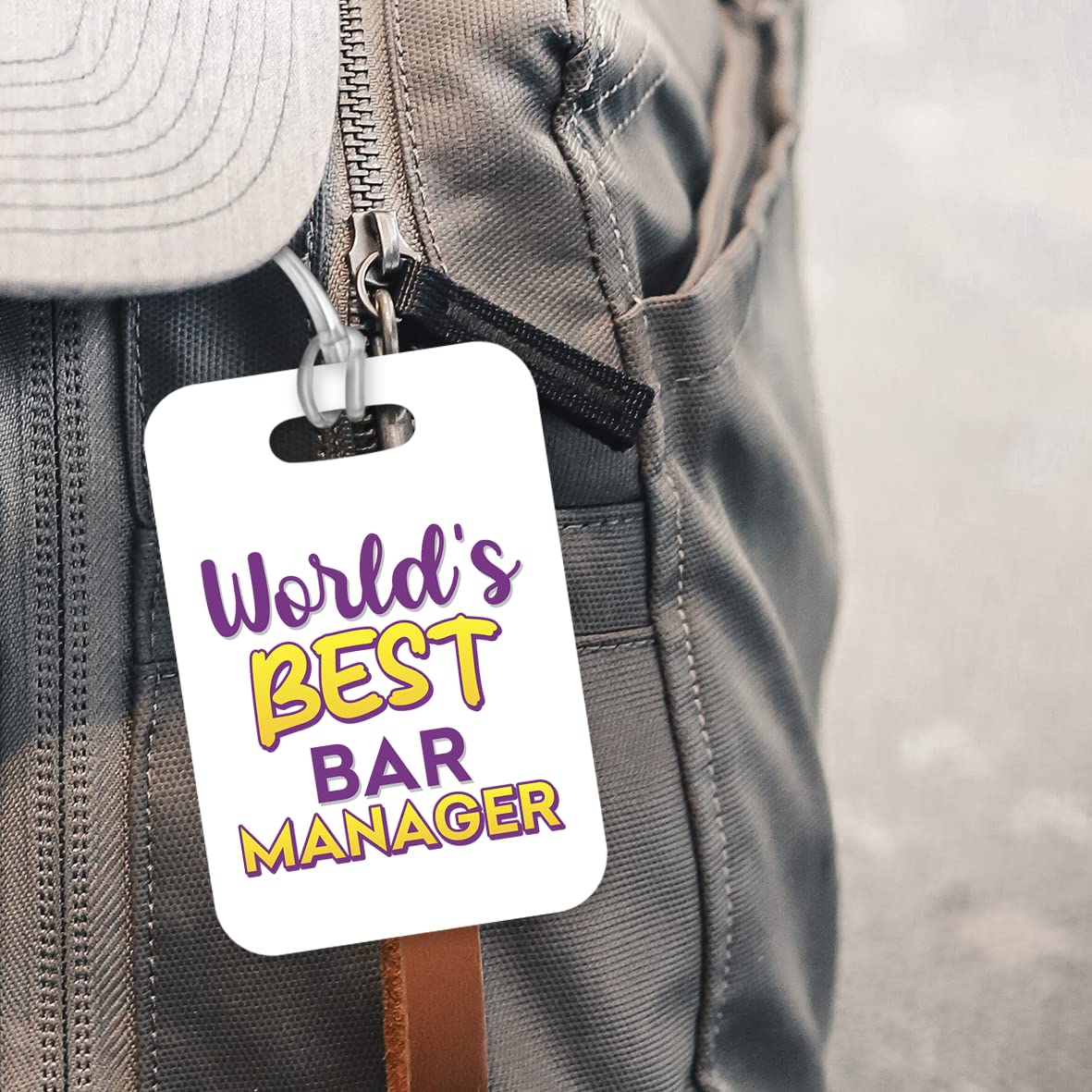 LT495 World's Best Bar Manager Novelty Funny Unique Designer Gift, Suitcase, Glossy Plastic Luggage Tag for Bar Manager