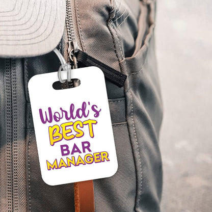 LT495 World's Best Bar Manager Novelty Funny Unique Designer Gift, Suitcase, Glossy Plastic Luggage Tag for Bar Manager