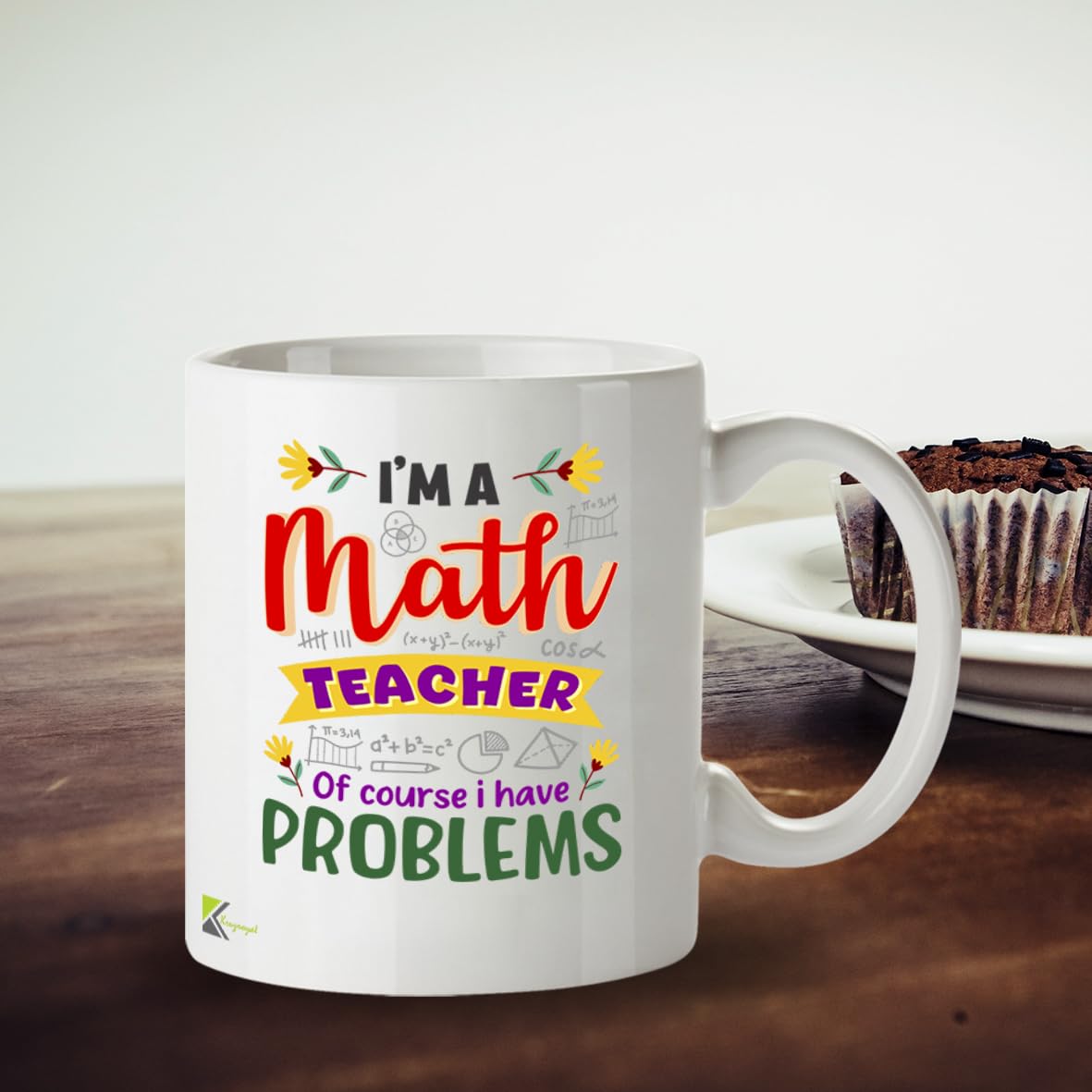 Kruzroyal Funny Maths Teacher Mug I Have Problems Pun - 11oz Ceramic Coffee Tea Cup Gift for Teachers Men Women - Dishwasher Microwave Safe Teacher Appreciation Present