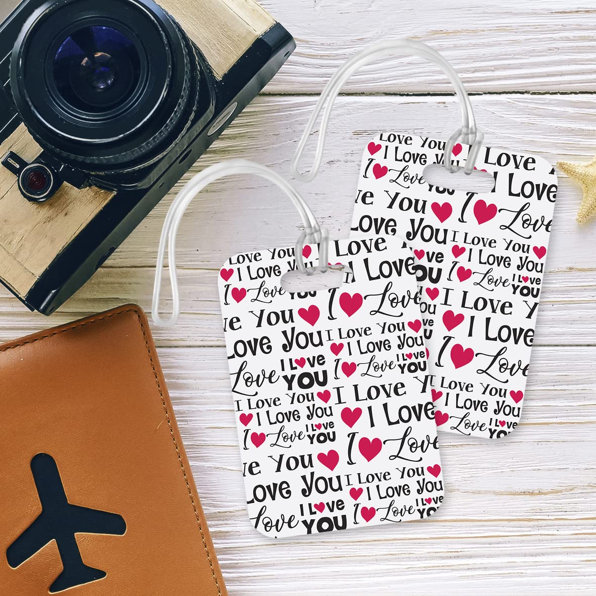 LT178 I Love You Printed Novelty Funny Unique Designer Gift Glossy Plastic Suitcase Luggage Tag