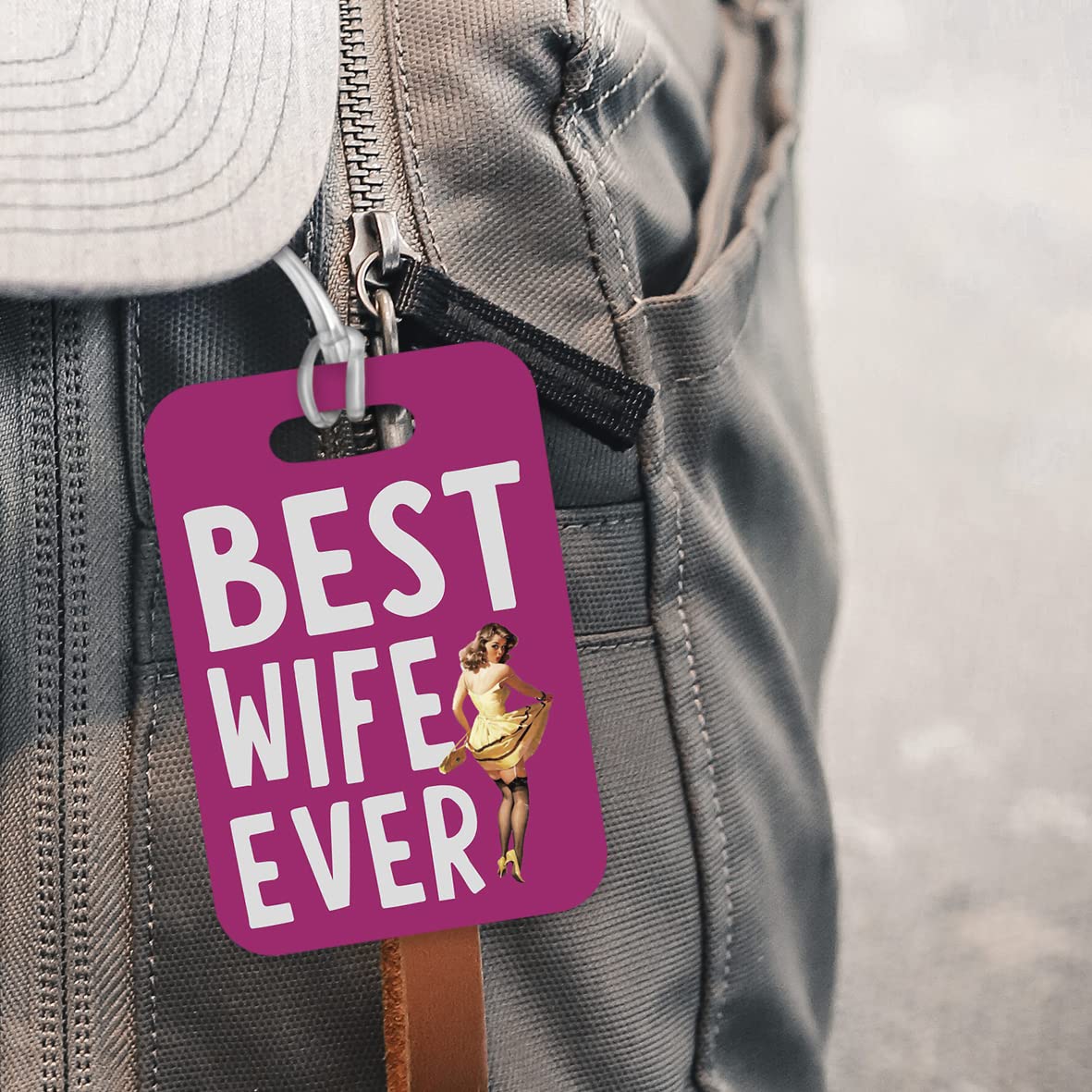LT010 Best Wife Ever Novelty Funny Unique Designer Gift Glossy Plastic Suitcase Luggage Tag