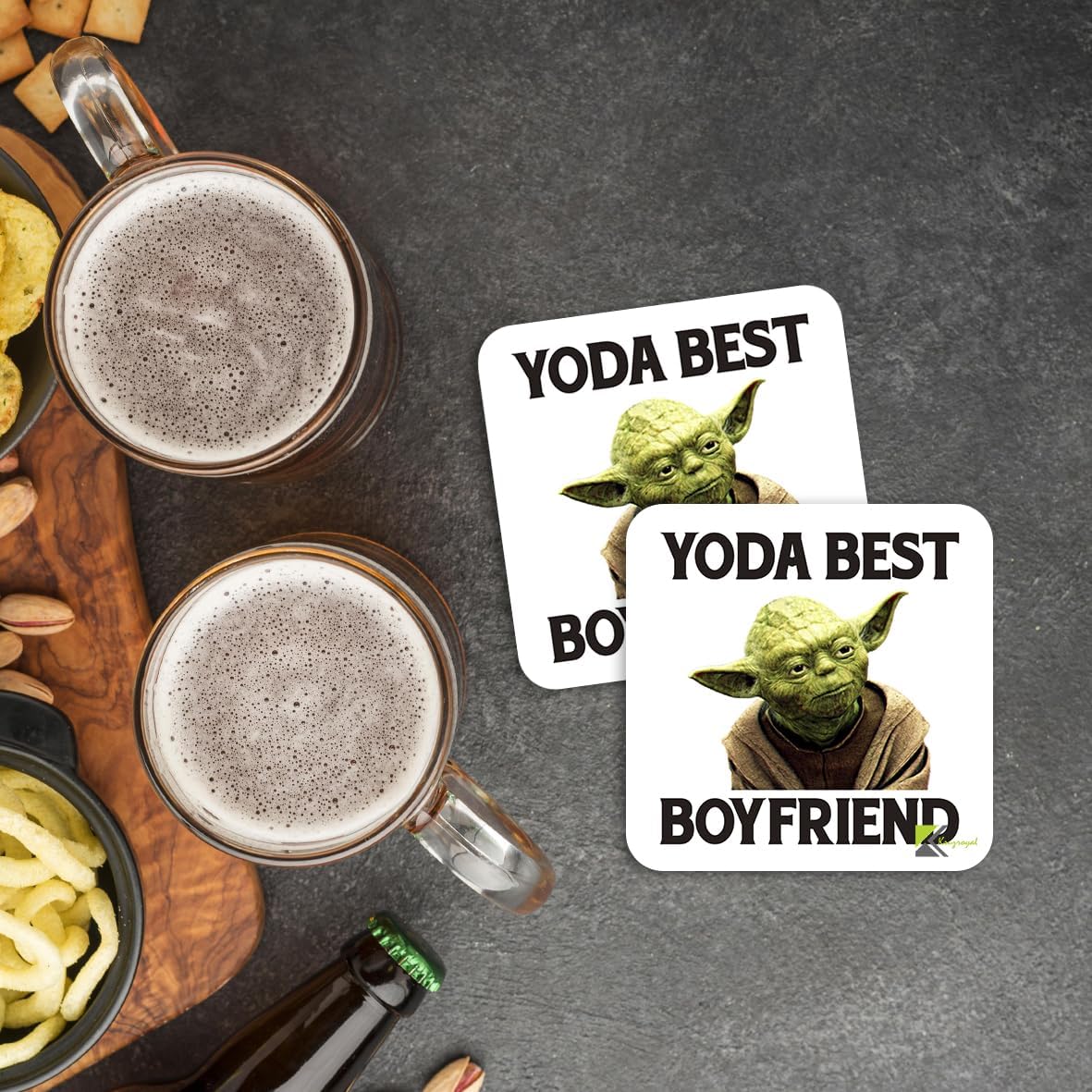 CS096 Yoda best boyfriend Novelty Funny Coffee Tea Drink Gift Glossy MDF Wooden Coaster | Gifts for Him, Men, Sci-Fi Fans | Anniversary, Birthday & Valentine's Day Present