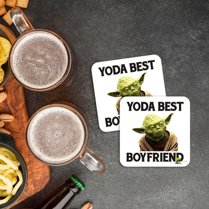 CS096 Yoda best boyfriend Novelty Funny Coffee Tea Drink Gift Glossy MDF Wooden Coaster | Gifts for Him, Men, Sci-Fi Fans | Anniversary, Birthday & Valentine's Day Present