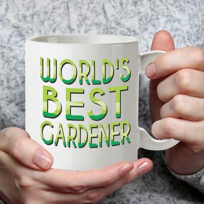 Kruzroyal DZ876 World's Best Gardener Mug 11oz - White Ceramic Cup for Dad, Grandad, Allotment Holder - Funny Birthday, Father's Day Present
