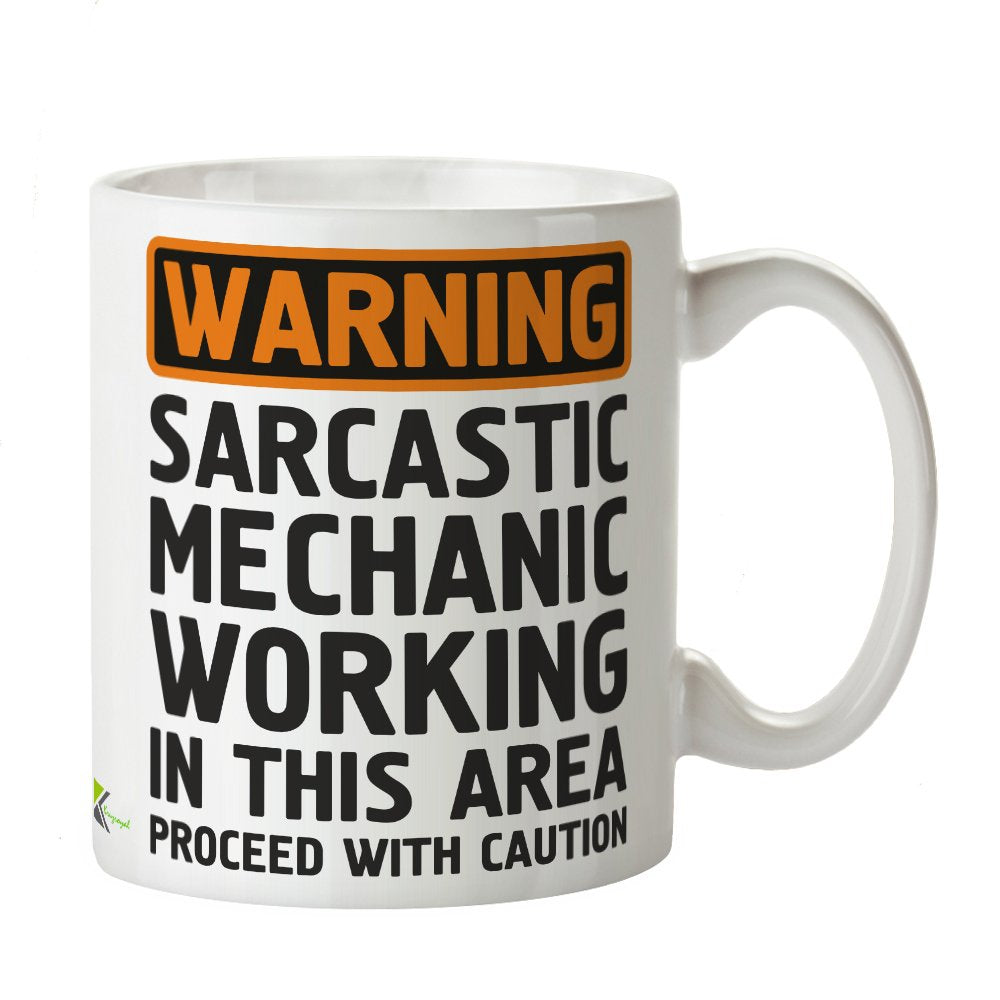 Kruzroyal DZ338 Warning Sarcastic Mechanic Working in This Area Proceed with Caution Funny Novelty Great Gift Idea Coffee Tea Mug