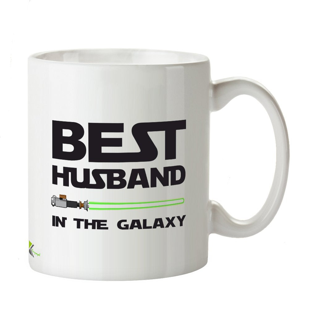 Kruzroyal Best Husband in The Galaxy Mug, Sci-Fi Theme Design, Romantic Novelty Gift for Him, Anniversary or Birthday Present, White Ceramic, 11 oz