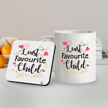 Kruzroyal SM025 Least Favourite Child - 11OZ Mug & Matching Coaster Set