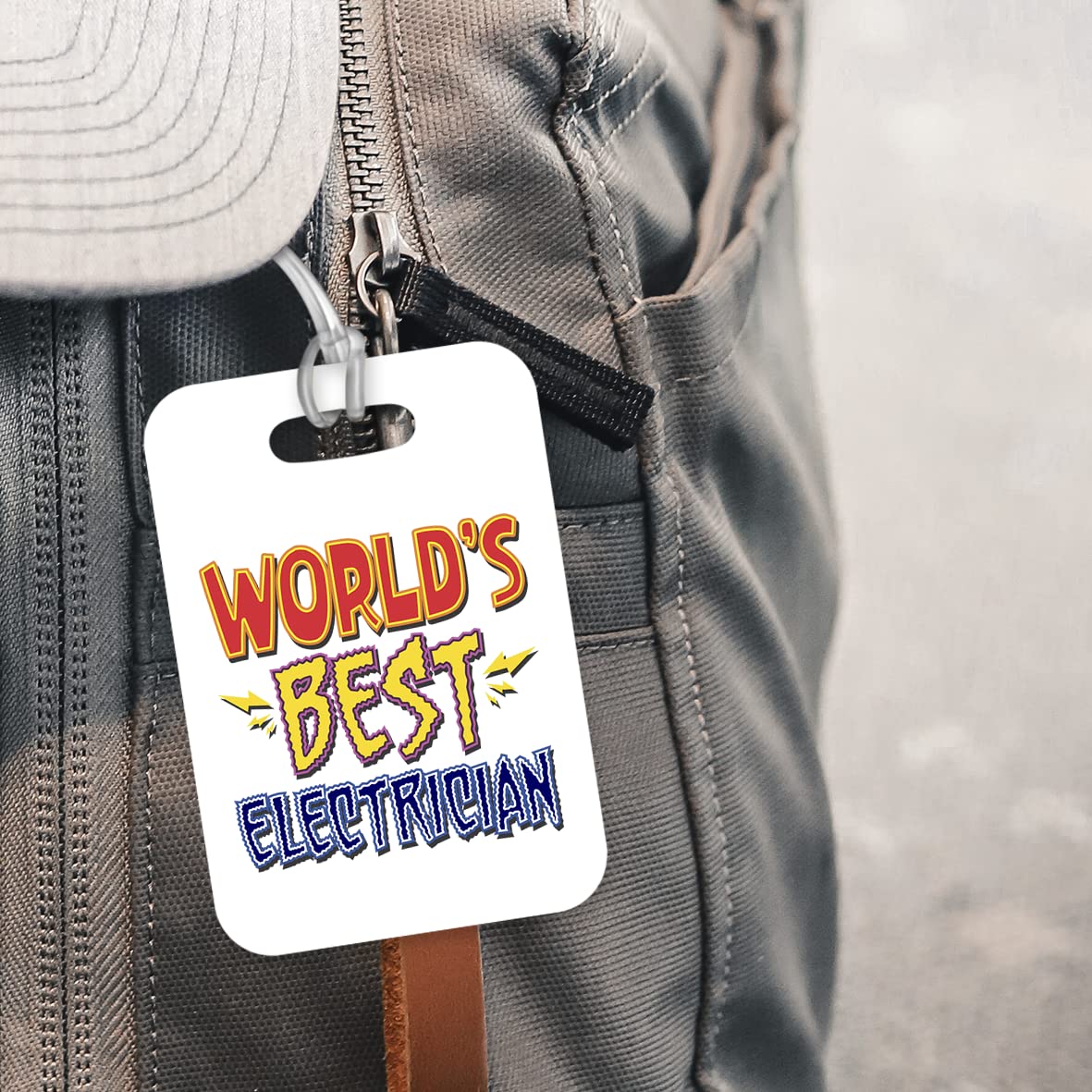 LT404 World's Best Electrician Novelty Funny Unique Designer Gift, Suitcase, Glossy Plastic Luggage Tag for Electrician