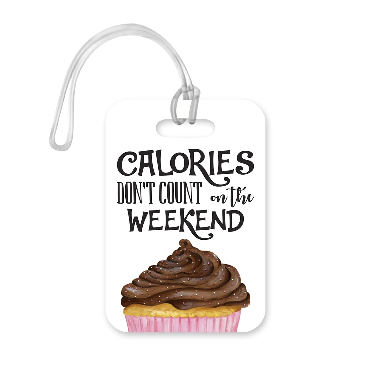 LT113 Calories Don't Count On The Weekend - 2 Novelty Funny Unique Designer Gift Glossy Plastic Suitcase Luggage Tag