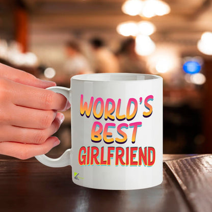 Kruzroyal DZ836 World's Best Girlfriend Mug 11oz - White Ceramic Coffee & Tea Cup - Romantic Birthday, Anniversary, Valentine's Present for Her