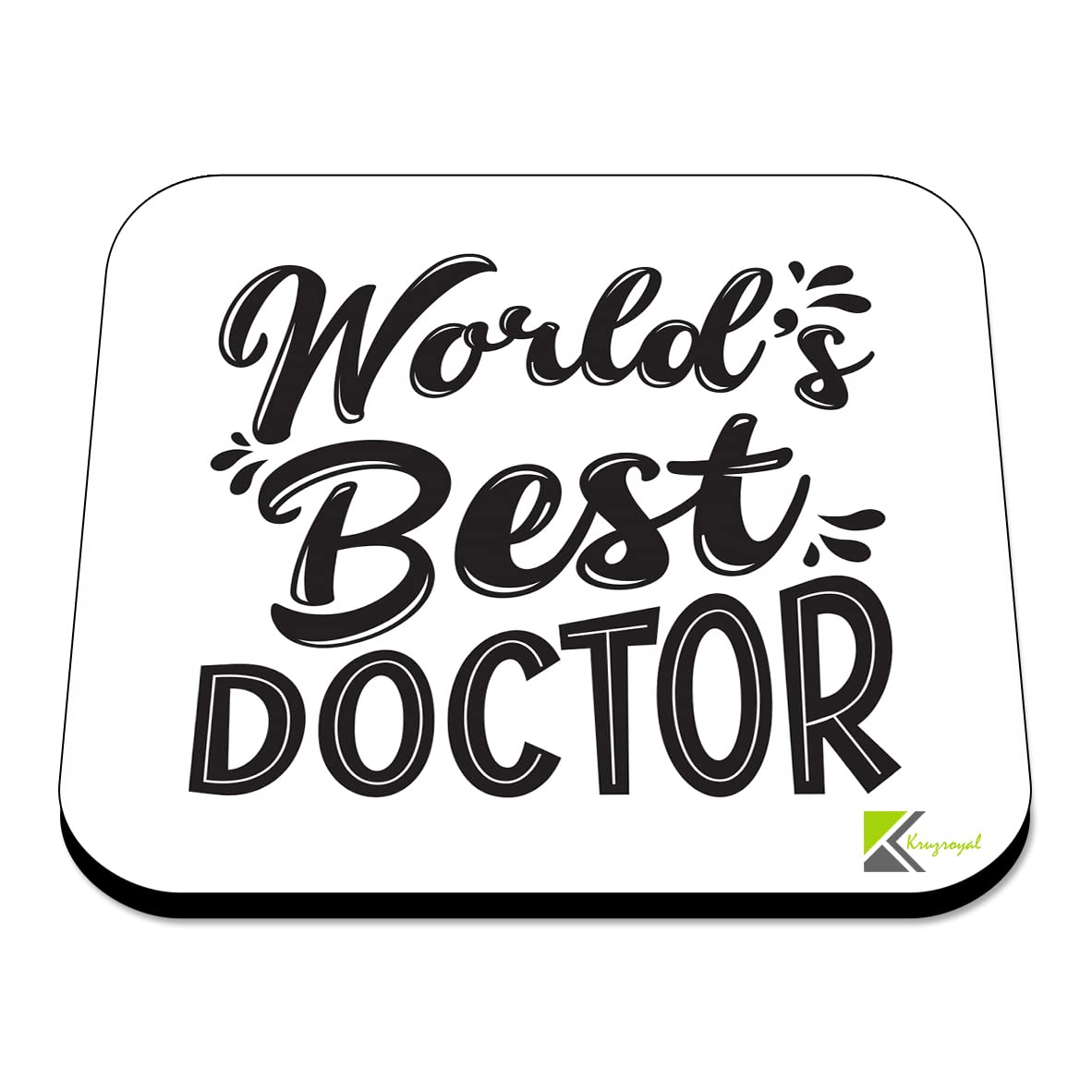 WB001 World's Best Doctor MDF Wooden Coaster by Kruzroyal | Doctor's Gift | Unique Novelty Present | 9cm x 9cm | Coffee Tea MDF Wooden Coaster