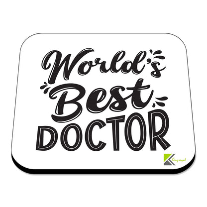 WB001 World's Best Doctor MDF Wooden Coaster by Kruzroyal | Doctor's Gift | Unique Novelty Present | 9cm x 9cm | Coffee Tea MDF Wooden Coaster
