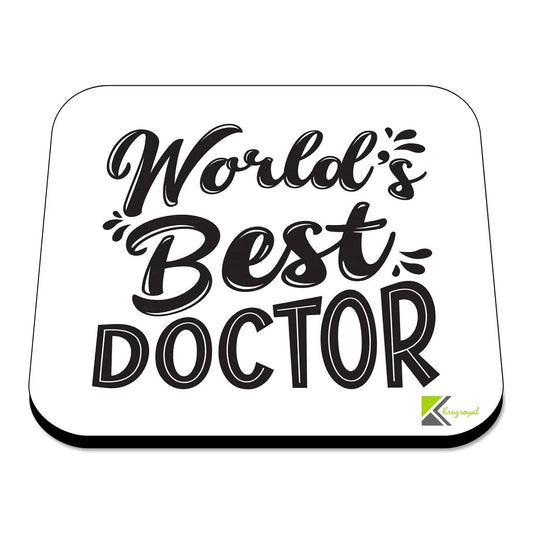 WB001 World's Best Doctor MDF Wooden Coaster by Kruzroyal | Doctor's Gift | Unique Novelty Present | 9cm x 9cm | Coffee Tea MDF Wooden Coaster