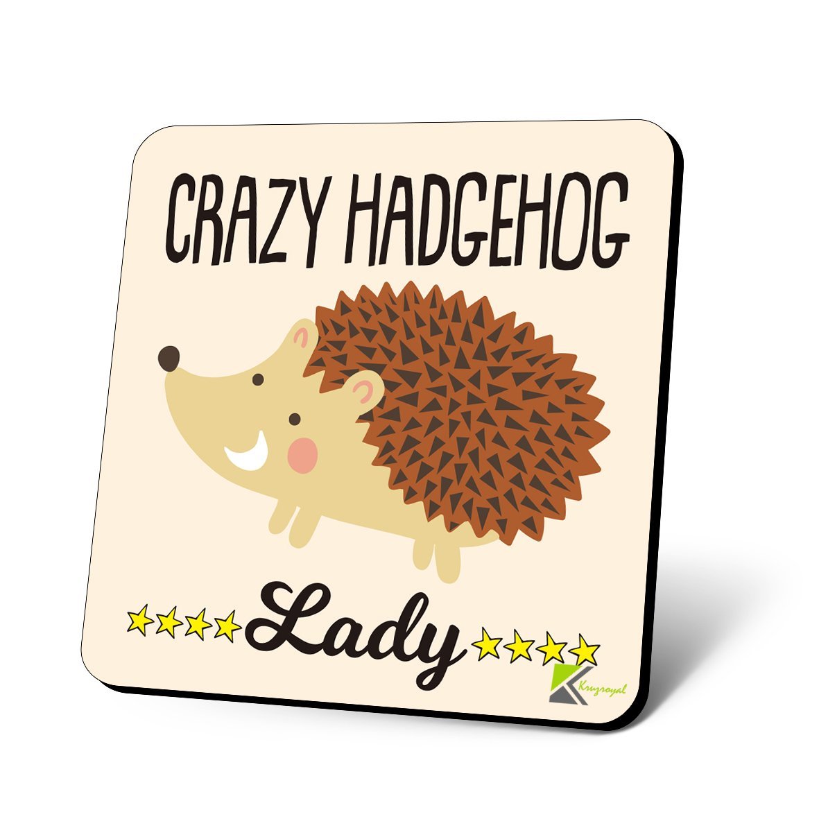 CS1092 Crazy Hedgehog Lady Novelty Funny Coffee Tea Drink Christmas Gift Glossy MDF Wooden Coaster