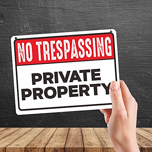 Kruzroyal MP464 No Trespassing : Private Property Funny Novelty Retro Vintage Metal Wall Sign Plaque 20cm x 15cm