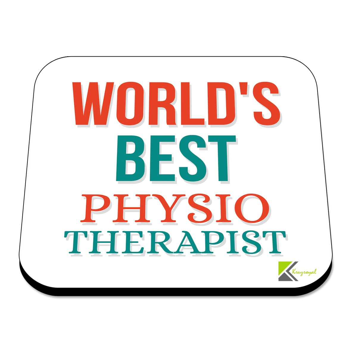 WB071 World's Best Physiotherapist MDF Wooden Coaster by Kruzroyal | Gift for Physiotherapist | Unique Novelty Present | 9cm x 9cm | Coffee Tea MDF Wooden Coaster
