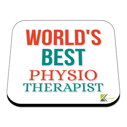 WB071 World's Best Physiotherapist MDF Wooden Coaster by Kruzroyal | Gift for Physiotherapist | Unique Novelty Present | 9cm x 9cm | Coffee Tea MDF Wooden Coaster
