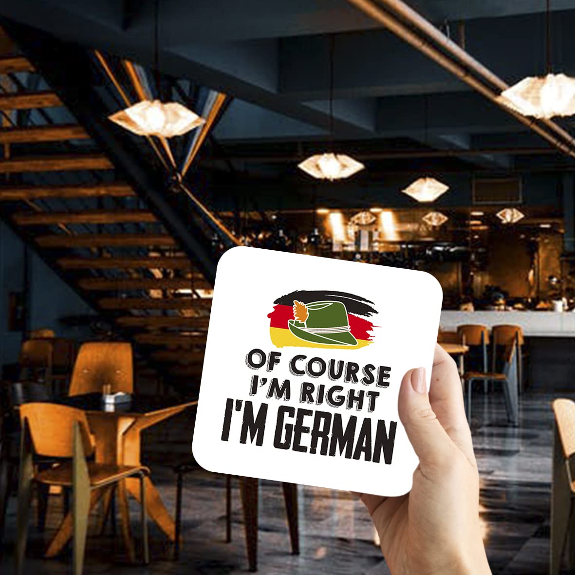 CS448 of Course I'm Right I'm German Novelty Funny Coffee Tea Drink Gift Glossy MDF Wooden Coaster